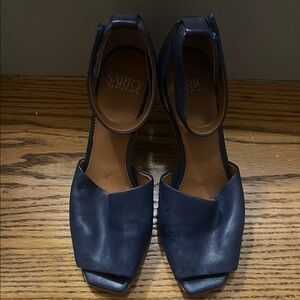 Blue Heels with Ankle Strap Open Toe